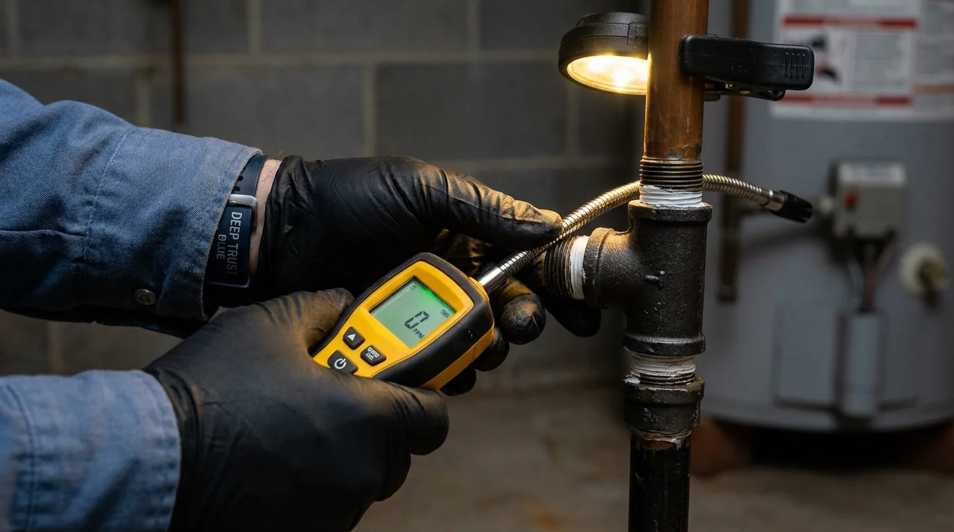 Gas leak detection with electronic sniffer by Johns Plumbing LLC in Crown Point