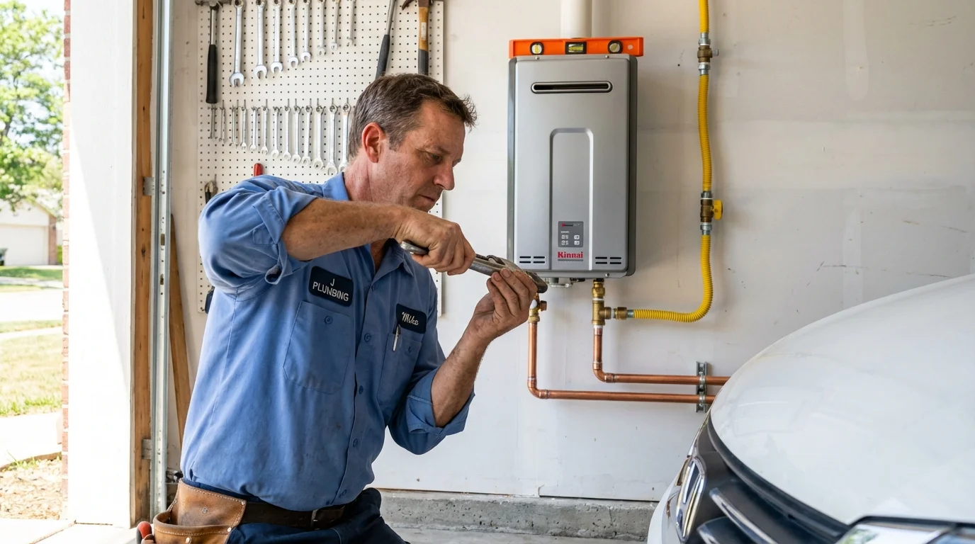 Tankless water heater installation by a Johns Plumbing LLC plumber in Crown Point